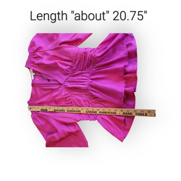Sea New York Fabiola Silk Habotai Blouse Ruched Smocked Detailing Magenta 2 NWOT - Picture 13 of 13